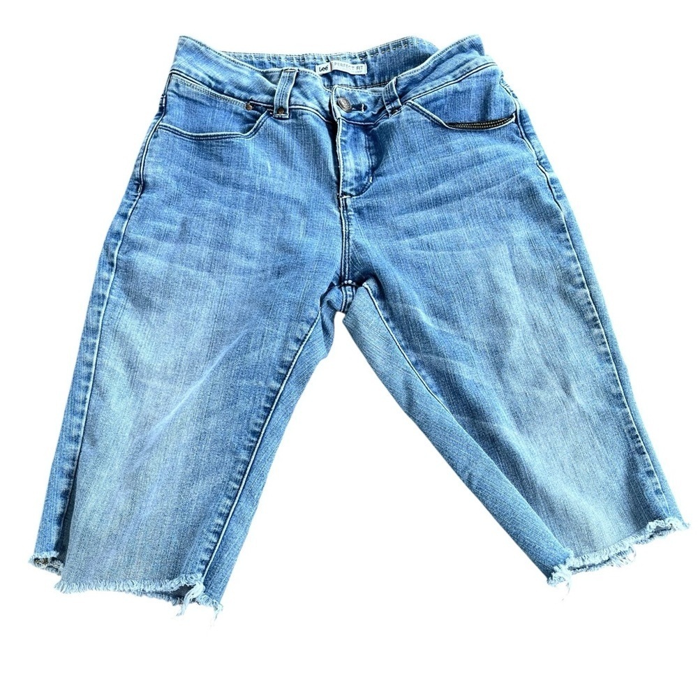 Lee Light Blue Denim Cut Off Shorts Country Festival Summer Size 10 Distressed